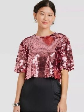 NWT A New Day Pink Sequin Crop Top